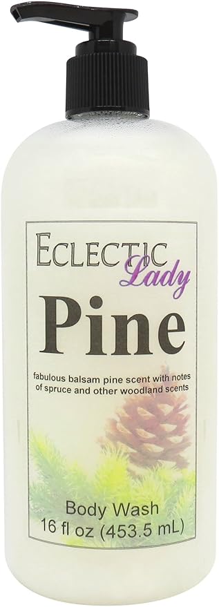 Eclectic Lady Liquid Pearl Body Wash - Pine Scent 3-in-1 Use For Bubble Bath Hand Soap &amp Body Wash Phthalate-Free Pine Fragrance Handcrafted in USA (16 oz)