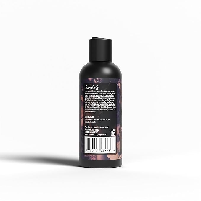 PiperWai Natural Body Wash Cedarwood Lavender Scent - Plant-Based Shower Gel for Sensitive Skin Sulfate &amp Paraben Free Moisturizing Daily Cleanser Net Wt 2oz | 60ml