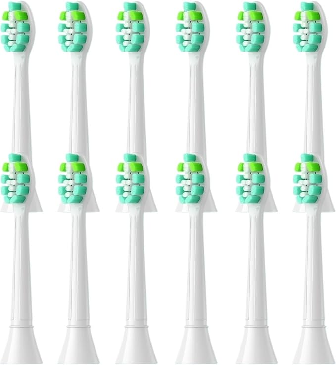 12pcs Replacement Toothbrush Heads Compatible for Sonicare Click-on HandlesSoft Bristles(12pcs White)