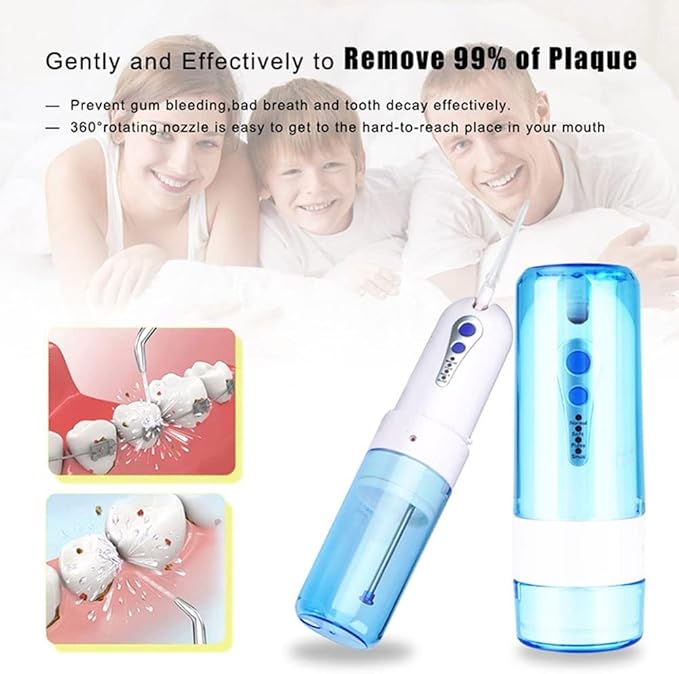Water Dental Flosser for Teeth Portable 200ML Water Teeth Cleaner Picks 4 Cleaning Modes 5 Jet Tips IPX7 Waterproof USB Rechargeable Water Dental Picks for Cleaning (Color : Pink)