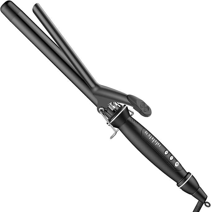 SAOSA 1 Inch Extra Long Barrel Curling Iron Tourmaline Ceramic Curling Iron with Auto Shut-Off Dual Voltage 110-240V Hair Curler Suitable for Travel Including Glove