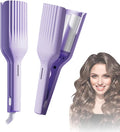 Beach Wave Curling Iron for Women 36mm (1.41”) Hair Crimper with 3 Temperature Settings Fast Heating Ionic Hair Curler Tool with Intelligent Power Off for Hair Styling (Purple)