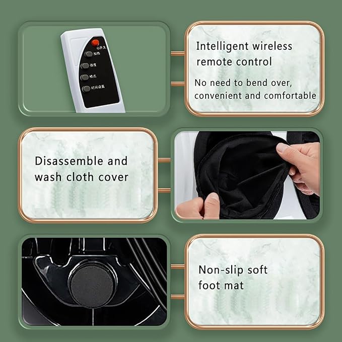 Electric Foot Massager Machine with HeatShiatsu Heated Feet Massager with Remote Control5 Massage Modes Adjustable Promote Feet Blood Circulation for Relief Pain Stress(Black)