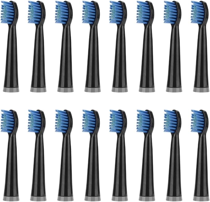 16pcs Toothbrush Replacement HeadsCompatible for UPHYLIAN/KONKA/PHYLIAN Soft Brush Bristles Nozzles(16PCS Black)