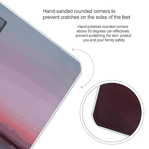 Purple Moon Scale for Body Weight Anti-Slip Digital Bathroom Scale Sturdy Toughened Glass Weighing Scales High Precision Safe Rounded Corners Smart Scales