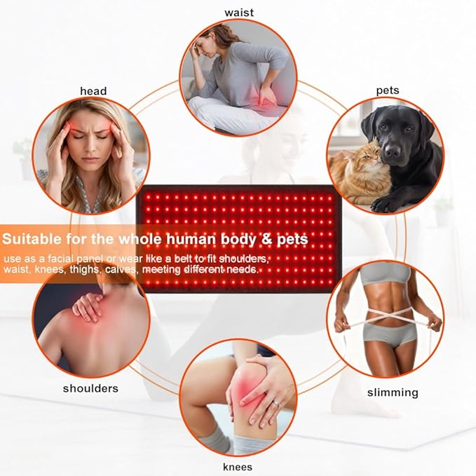 Red Light Therapy 22.83 x 9.7 Infrared Light Therapy Pad for Body Pain Relief Back Waist Shoulder Knee Feet Faster Body Energy Recovery 168 LEDs Portable 660nm 850nm Wireless Red Infrared Light