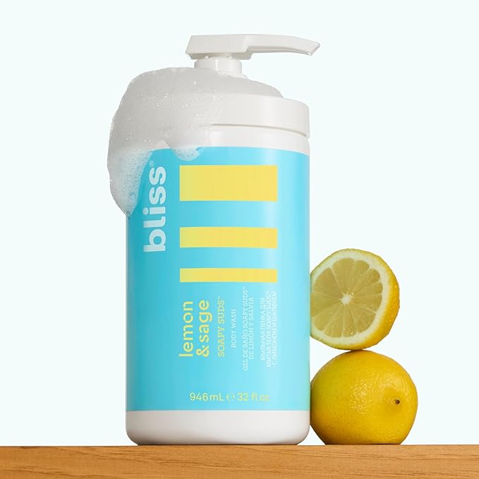 Bliss Lemon and Sage Hydrating Body Wash + Exfoliating Dry Brush for Back and Body