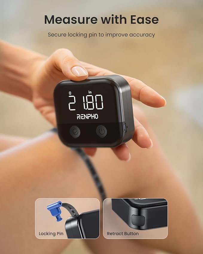RENPHO Smart Scale for Body Weight with 7-in-1 Large Display RENPHO Rechargeable Smart Body Measuring Tape