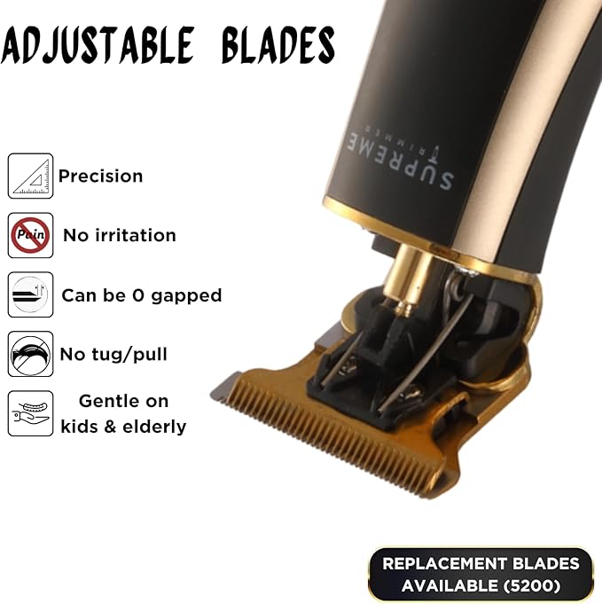 Supreme Trimmer T-Shaper ST5210 | Professional Barber Trimmer Hair Clippers for Men | Cordless Hair Trimmer Zero Gapped Liner Beard Trimmer | Gold