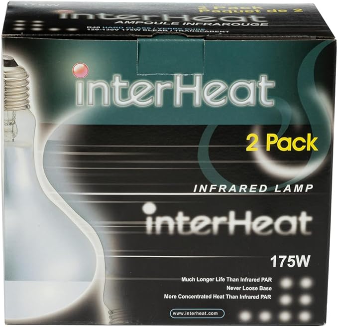Premier 1 Heat Lamp Bulbs | Smooth Glass Infrared Bulb with Never-Loose Base Clear 2 Pack (175 watt)