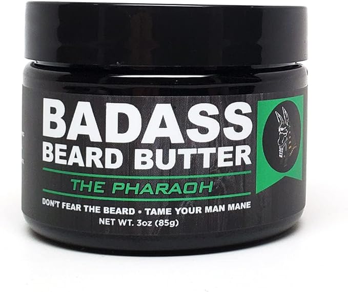 Badass Beard Care Beard Butter For Men - THE PHARAOH 3 oz - Made of Natural Ingrediens for Healthy Soften and Itchness Free Beard and Mustache