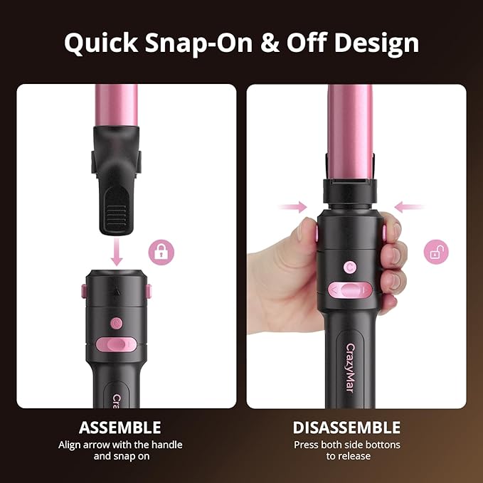 5 in 1 Automatic Rotating Curling Iron Set CrazyMar Curling Wand Set - 5 Barrels (3/411/4 Inch) Dual Voltage Curling Wand for Professional Hair Styling Travel Ceramic Coating(Hot Pink)