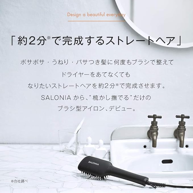 SALONIA Salonia Straight Heat Brush Black Overseas Compatible
