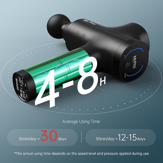 Opove M3 Pro 2 Massage Gun Deep Tissue Percussion Muscle Massager for Workout Handheld Percussive Therapy Fascia Gun for Athletes Fast Recovery 4-8 Hours Long Battery Life Powerful Quiet Black