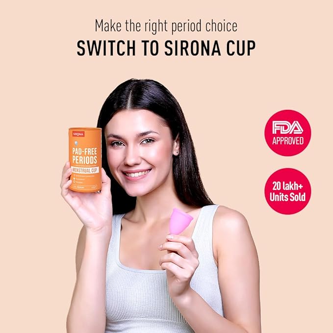 Sirona Reusable Menstrual Cup Medium (Pack of 2)| Reusable Period Cup | Tampon and Pad Alternative | Heavy Flow