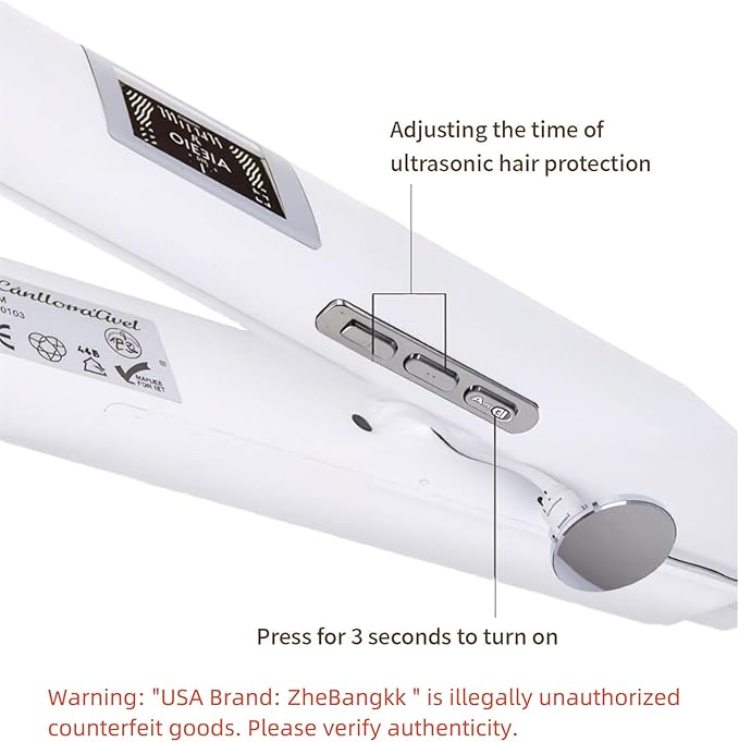 Ultrasonic Infrared Hair Care Iron Recovers The Damaged Hair LED Display Treatment Styler Cold Iron Straightener Infrared Straightener Styler (White)