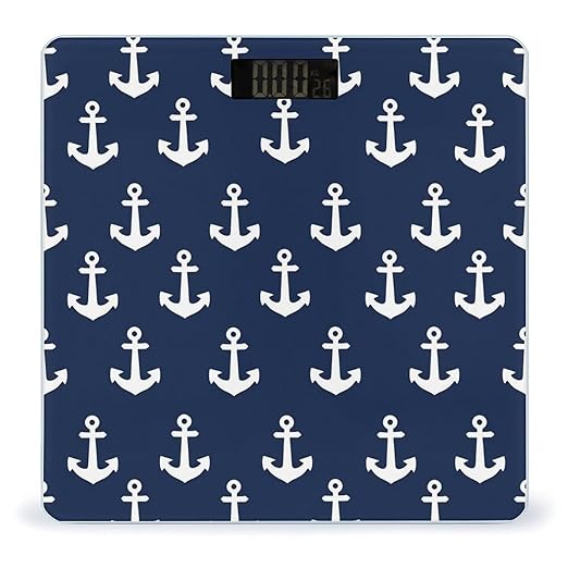 Men's Smart Scale for Body Weight Digital Bathroom Weighing Scale Automatic Switch Energy Saving Scale Navy Nautical Anchor