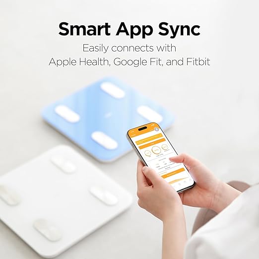 Mooas 11-inch (28cm) Bluetooth Smart Scale (Ivory) Digital Body Composition Analyzer for Weight BMI &amp Muscle Mass High Accuracy Fitness Tracker Syncs 20 Essential Metrics