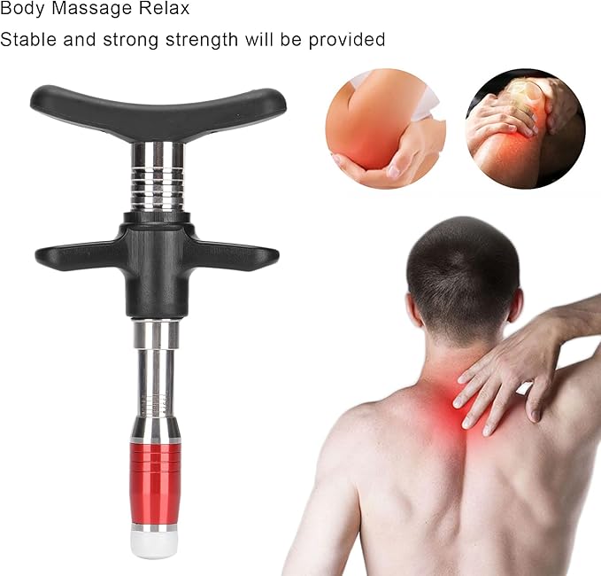 ZJchao Chiropractic Adjustment Tool 10 Levels Manual Single Head Spinal Massager Hand Back Massage Tool Gun Device Portable Chiropractic Adjustment Tool (Red)