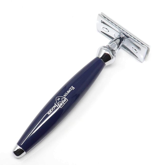 Edwin Jagger Bulbous De Razor - Safety Razor Double Edge Razor Wet Shaving Razors … (Blue)