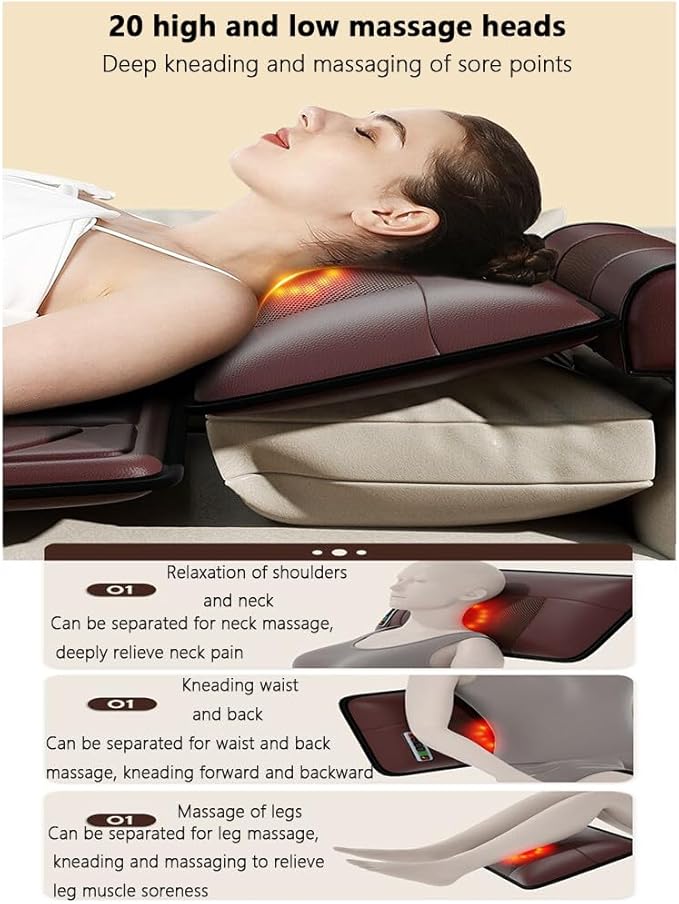 Back Massager 3D Kneading Massage Cushion 9 Modes Three Speed Timer Constant Temperature Heat 10 Vibration Motors Suitable For Home Use