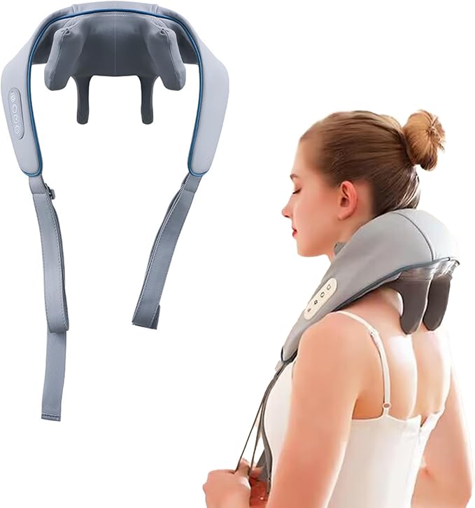 Wireless Neck and Shoulder Massager With Soothing Heat Shiatsu Back Massager Pillow for Traps Back Pain Gifts for Men Women Mom Dad