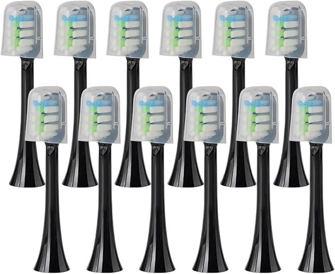 Replacement Brush Heads Compatible for SOOCAS X3U/X3Pro/X5/V1/D2/D3 6/12pcs Bristle Electric Toothbrush Sealed Packed(SHUSHI-BK-12PCS)