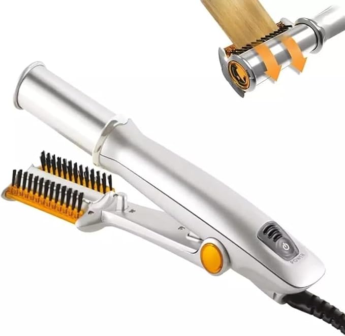 Versatile Rotating Hair Tool for Curls and Straight Styles with Safety Features