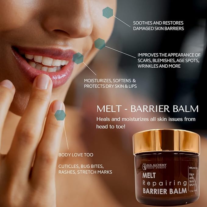RD Alchemy - MELT BARRIER BALM - Deep Recovery Repair Treatment for Dry Cracked &amp Damaged Skin – Restores Skin Barrier Locks in Hydration &amp Protects for Face and Body!
