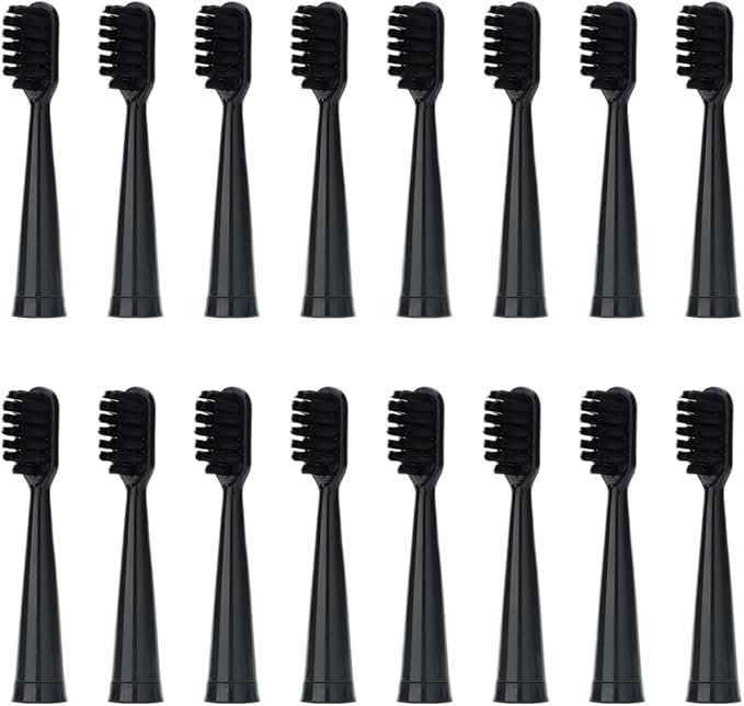 Replacement Toothbrush Heads Compatible for Jianpai JD005 RH2305/X.Q.M. B-1/Royalstar101 Soft Bristles Nozzles（16pcs）(16pcs Black)