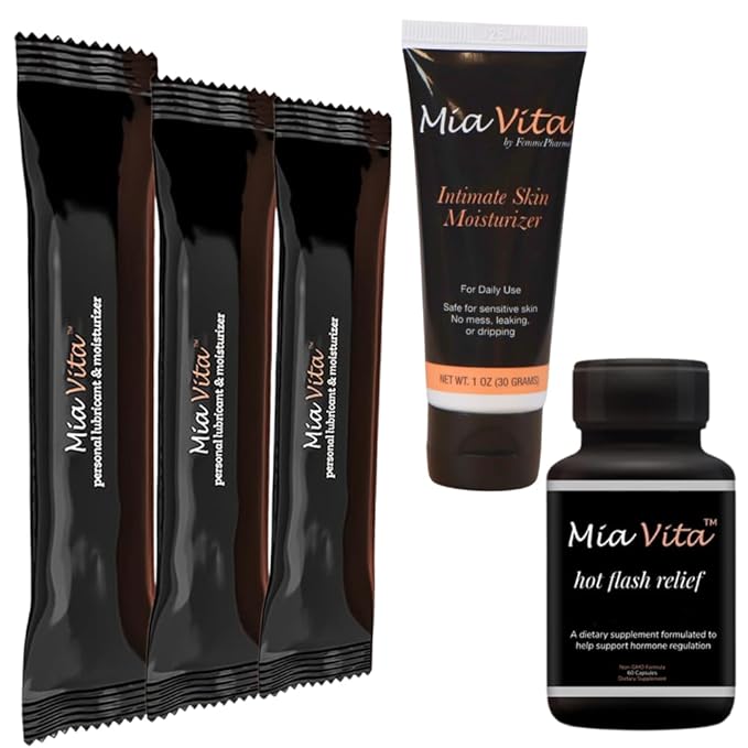 FEMMEPHARMA Mia Vita Bundle Of Vulvar Dryness Gel Tube Moisturizer and Pre Filled Vaginal Dryness Moisturizer applicators Hot Flashes Supplements For Women Feminine Care (Pack of 5)