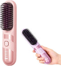 Go Brush 2026 New Cordless Straightening and Curling Brush Ideal for Fine Thick Stubborn Hair 3 Temperature Options Anti-Scald Safety Design USB Rechargeable (Pink)