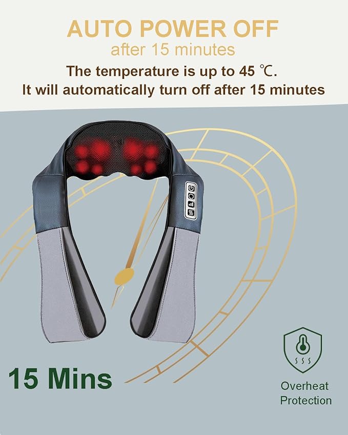 Neck Massager with Heat Shiatsu Shoulder and Back Massager Electric Kneading Back Massager Massage Pillow for Deep Tissue Birthday Day Gifts for Husband Wife Dad Mom Women &amp Man