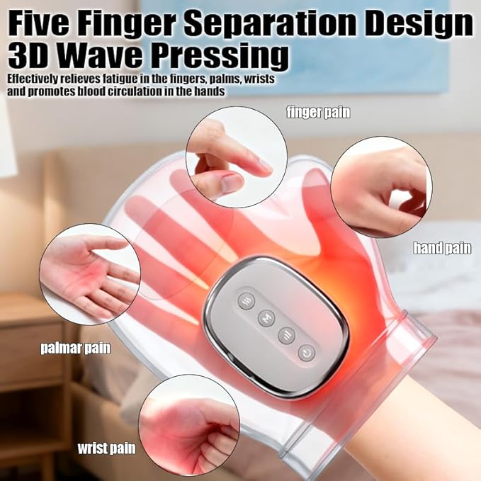 Hand Massager with Heat and Compression 3 Massages 3 Temps 5 Compression Models Therapy Hand Massager for Carpal Tunnel Helps Soothe Hand Fatigue Gifts for Women/Men(Grey)