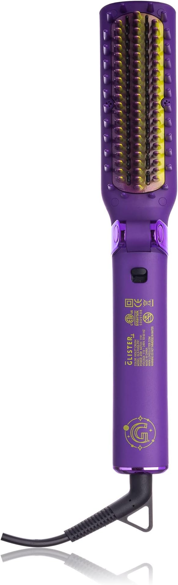 Glister Folding Hair Straightener Brush Hair Brush for Hair Straightening Volumizer Fringe Curler Hair Styling Comb with Adjustable Temperature- Violet Crush (Purple)