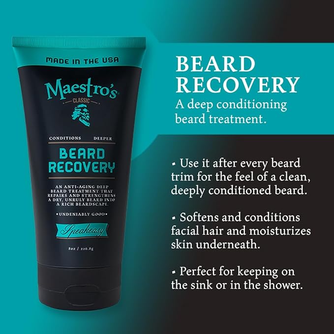 Maestro's Classic Beard Recovery Tube – Mark of a Man Blend | Beard Moisturizer for All Hair Types | Hydrating Soothing &amp Softening Beard Conditioner for Men 8 Ounce
