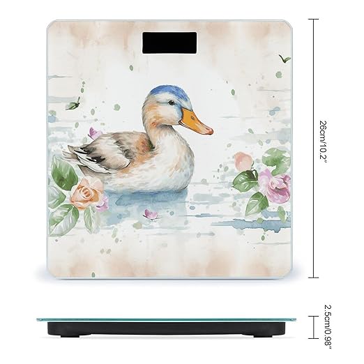 Watercolor Duck Bathroom Scale Ultra-Bright Liquid Crystal Screen Weight Scale Accurate Bathroom Body Scales for Body Weight Bathroom Pet Home Bedroom Gift-Giving