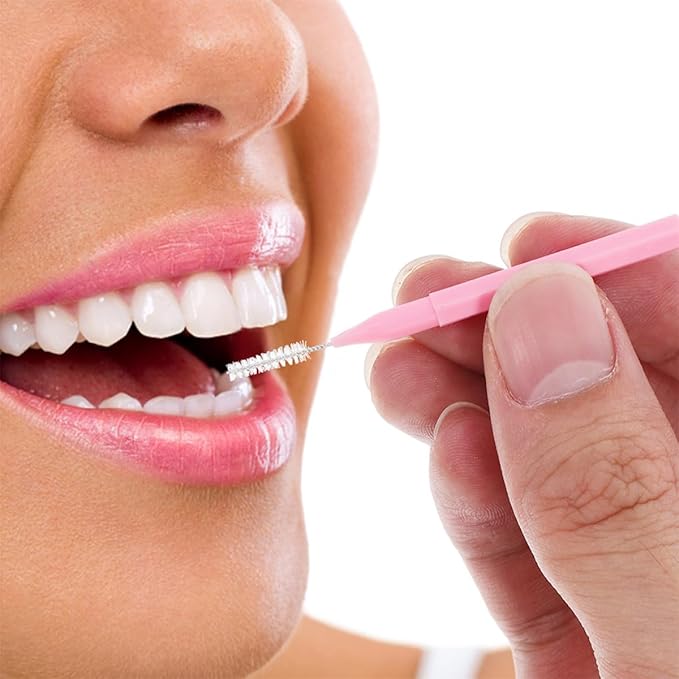 balacoo 200pcs Interdental Brushes and Oral Pick Brush for Braces Small Soft Pink Gum Cleaners for Teeth Cleaning and Flossing Travel and Household Dental Flossing Tools