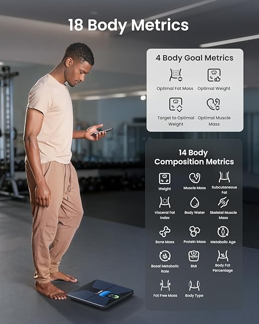 RENPHO Scale with BMI Body Fat Muscle Mass Smart Scale for Body Weight Wi-Fi &amp Bluetooth Body Composition Scale Rechargeable Elis Evo