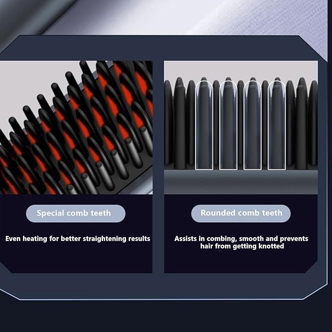 Straightener Brush - ABS Hair Brush | Rechargeable with 3 Temps Hair Comb 3600 MAh Negative Ion Hot Brushes for Women Volumizing Frizz Control Home Travel Party Wedding Birthday Christmas