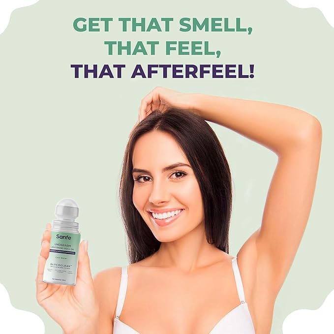 Underarm Lightening Roll On for Women | Treats Pigmentation Ingrown Hair &amp Odor | Glycoclear Tech with Glycolic Lactic &amp Salicylic Acid | 24H Freshness | For Indian Skin | 50ml