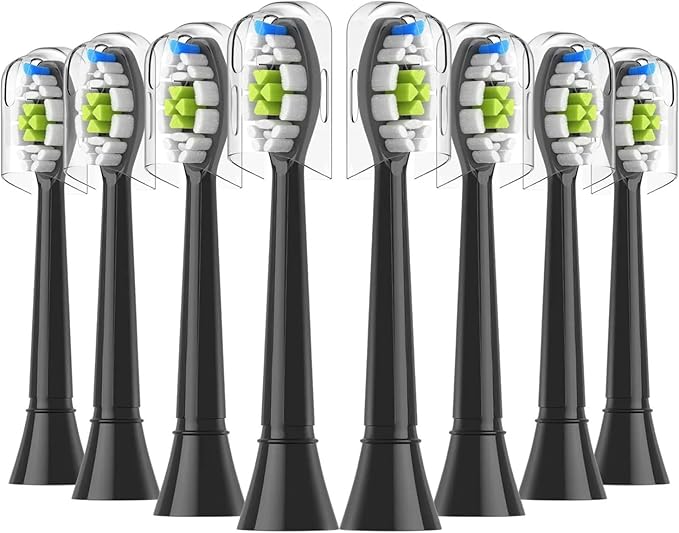 4/8/12/16pcs Replacement Toothbrush Heads Compatible with Philips Electric Brush Head 4100 6500 6100 7500 5300 1100(8pcs Black)