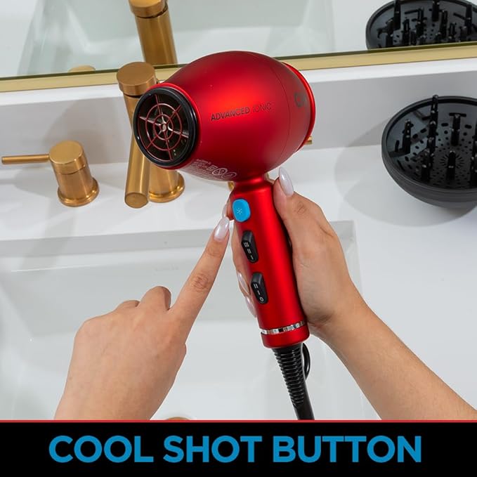 CHI 1875 Hair Dryer &amp CHI 1 Ceramic Curling Iron Bundle - Compact 1875W Dryer Reduces Frizz &amp Increases Shine + Curler for Smooth Shiny Curls