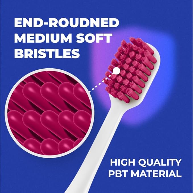 Medium Soft 2-Pack Toothbrush &amp Concentrated Water flosser Rinse &amp Mouthwash White Teeth Alcohol and Fluoride Free. Made in USA