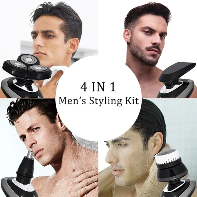 Head Shavers for Bald Men Electric Shaver For Men Hair Clipper Men's Electric Shaver Trimmer Hair Cutting Machine Razor Professional Beard Shaving Machine (Color : 4in1 Shaver 3Head)