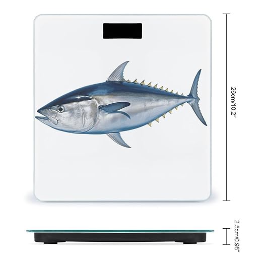 Tuna Thunnus Scale with LCD Easy-to-Read Anti-Slip Weight Digital Bathroom Scale Precision Weighing Scales Sturdy Tempered Glass Body Weight Scales for Daily Use