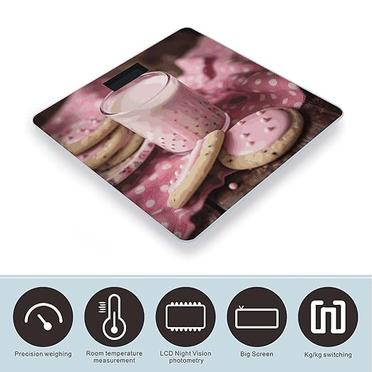 Hot Milk and Biscuits Weight Scale Digital Electronic Scales Bathroom Scale Larg LCD Backlight Display High Precision MeasurementsTempered Glass