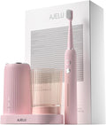 Electric Toothbrush Set for Women with UV Light Drying Holder 8 Brush Heads Smart Timer USB Rechargeable – Soft Pink Edition