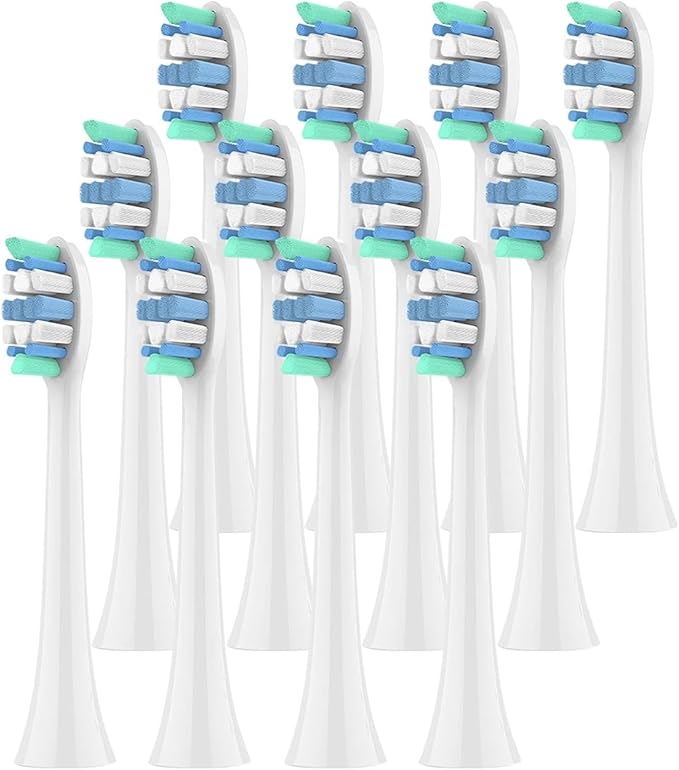 Compatible for Replacement Toothbrush Heads Compatible with Philips Sonicare Soft Electric Brush Head 4100 6500 6100 7500 5300 1100(12 Pcs)