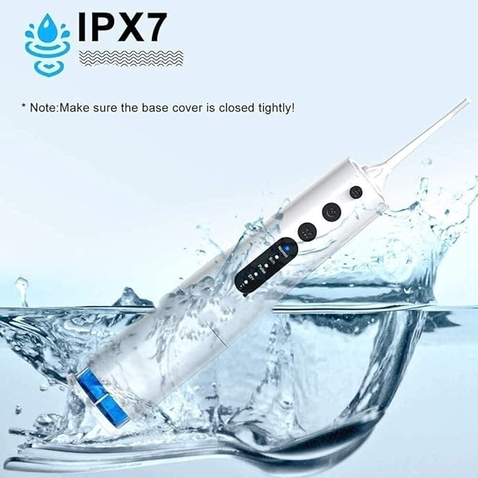 Water Flosser Cordless Teeth Cleaner Dental Oral Irrigator Power Dental Flossers IPX7 Waterproof Teeth Cleaner with 4 Cleaning Modes Detachable Water Tank for Home Travel (Color : White)(Black)